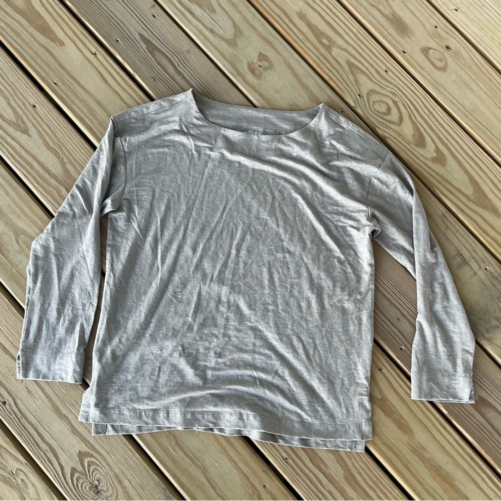 ** Haven linen beige Boat Neck Top Medium